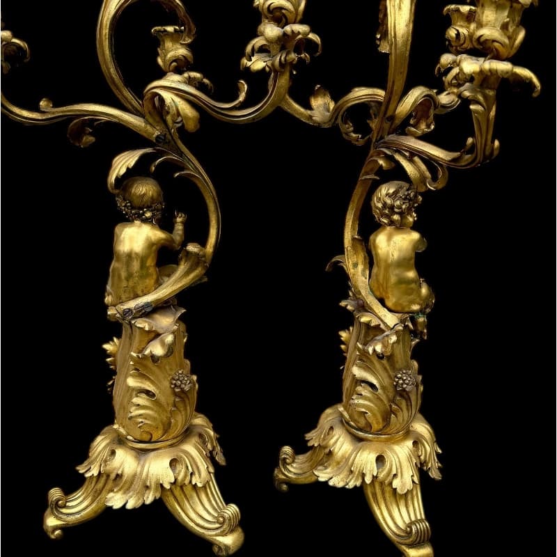 Paire de chandeliers en bronze dorés - Image 2