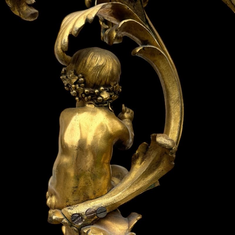 Paire de chandeliers en bronze dorés - Image 4